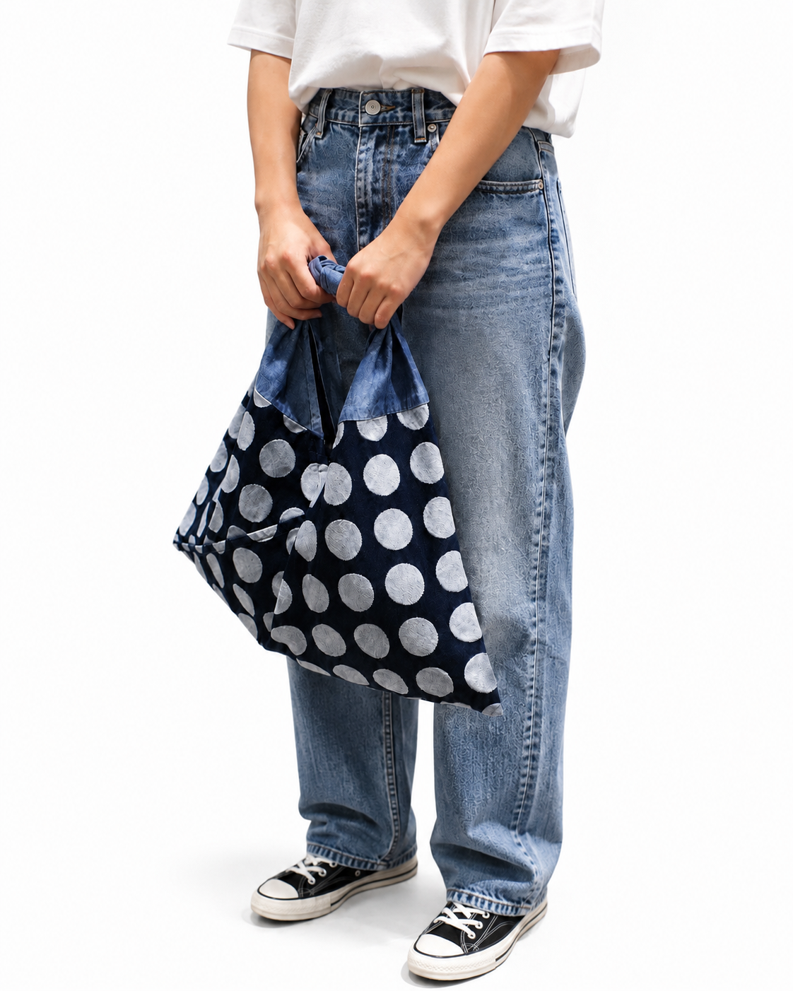 KOJIMA DENIM / INDIGO BLUE  LARGE DOTS / MEDIUM SET
