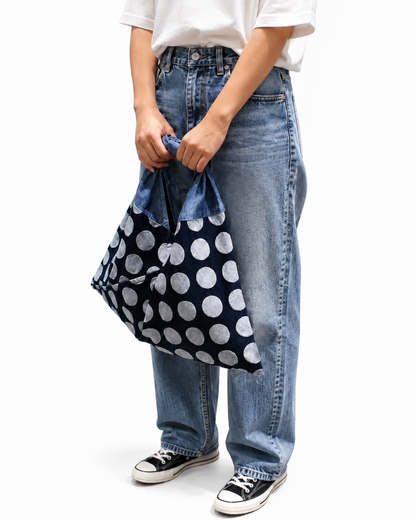 KOJIMA DENIM / INDIGO BLUE  LARGE DOTS / MEDIUM SET
